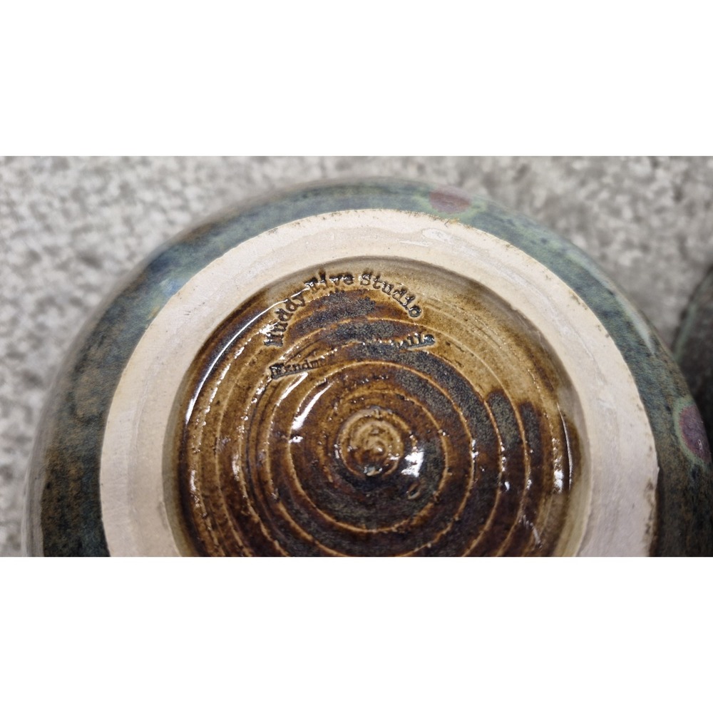 Muddy Five Studio Art Pottery Bowls Stoneware Brown Blues Purple Glazed Handmade - Picture 6 of 9